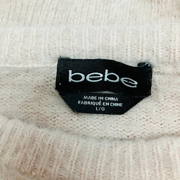 Bebe Womens Sepia Rose Pink Fuzzy Cropped Sweater Size L - Picture 4 of 6